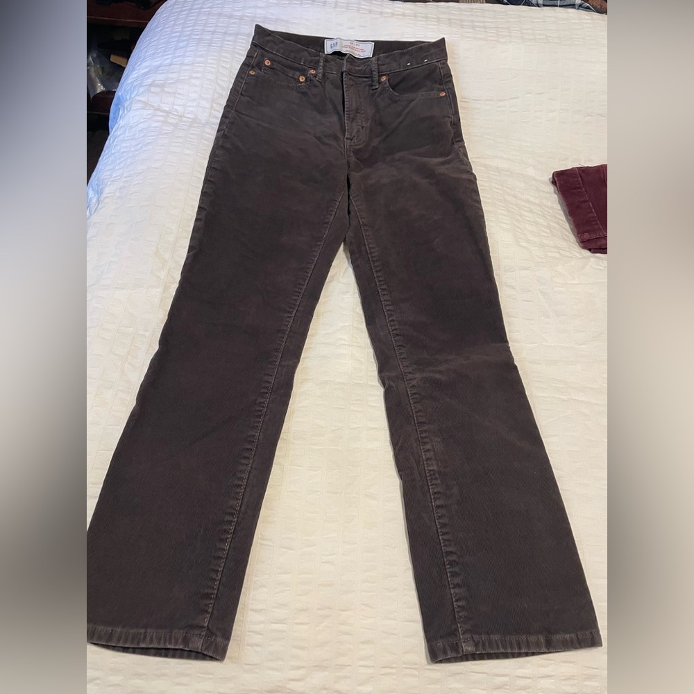 GAP Vintage Slim High Rise Corduroy Pants - Dark Brown